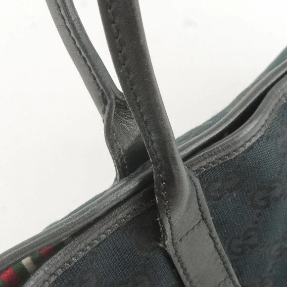 💎✨BEAUTIFUL✨💎 GUCCI Tote Bag Black GG Canvas Leather - Picture 8 of 16